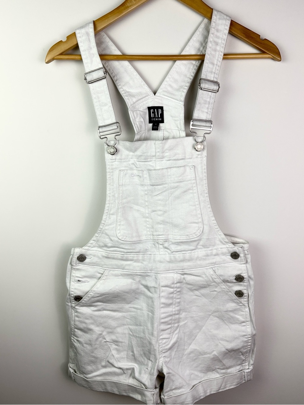 GAP White Denim Short Overalls with Front Pocket size XS